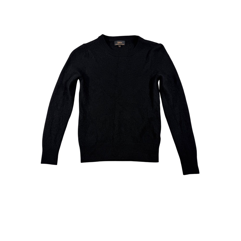 Quince Mongolian Cashmere Crewneck Sweater Black LB17932 Womens XS - Picture 2 of 8
